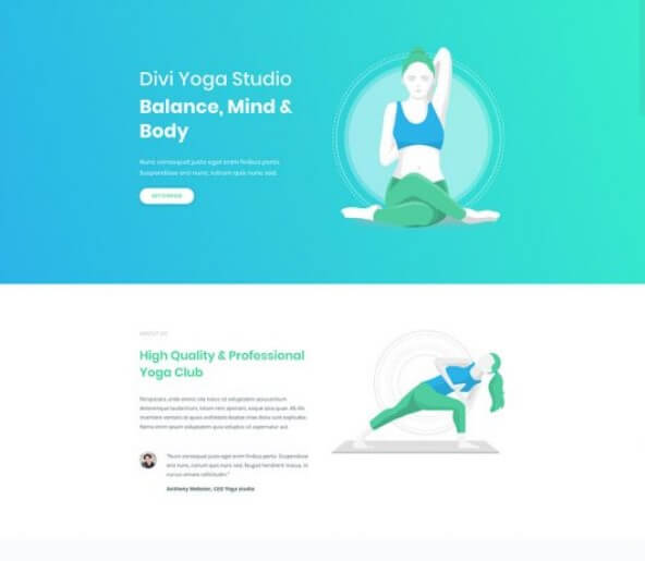 Página web para clases de Yoga